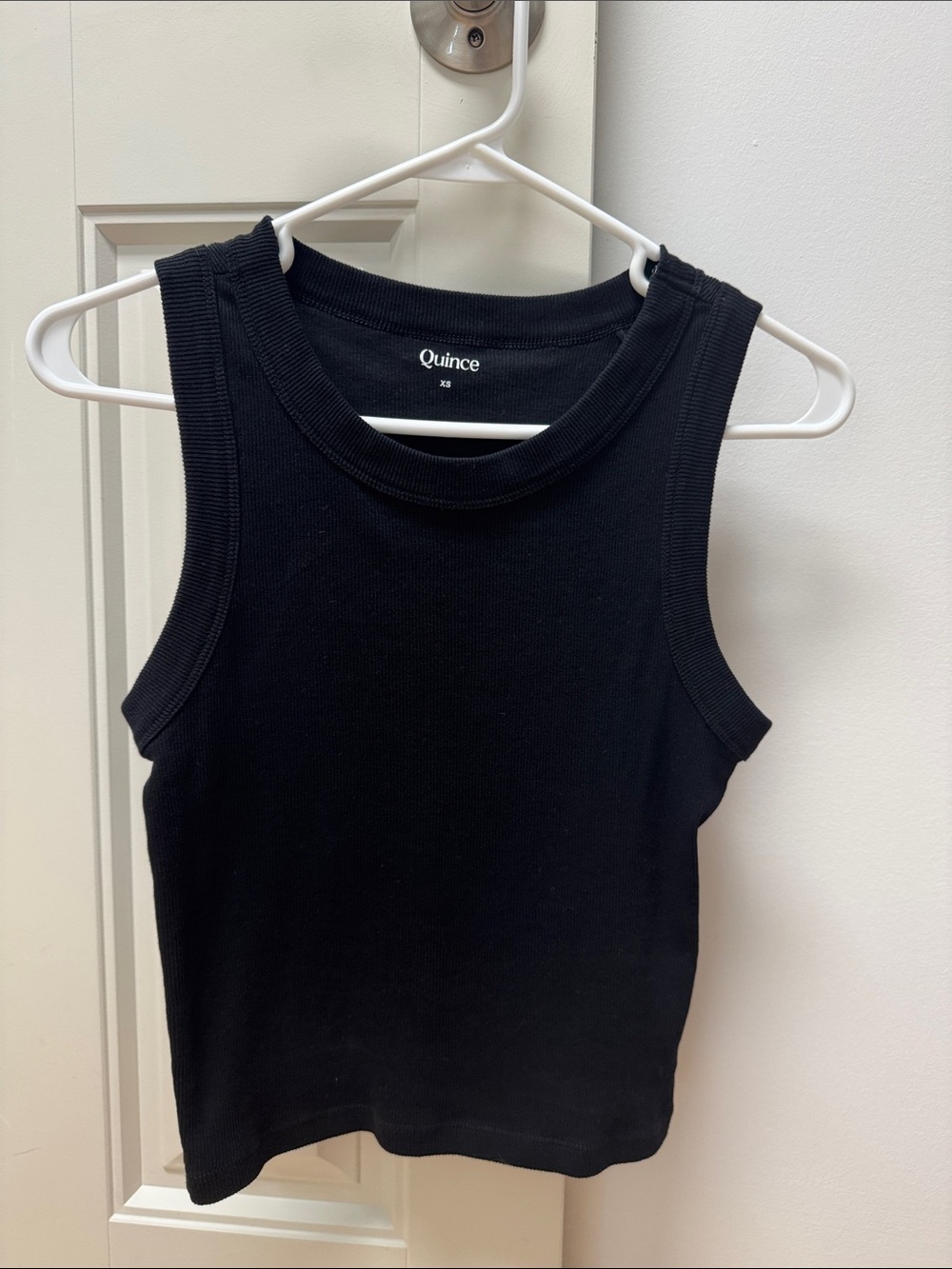 Quince Black Ribbed Tank with Crewneck